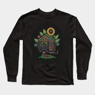 Tiny House on Wheels Motif Long Sleeve T-Shirt